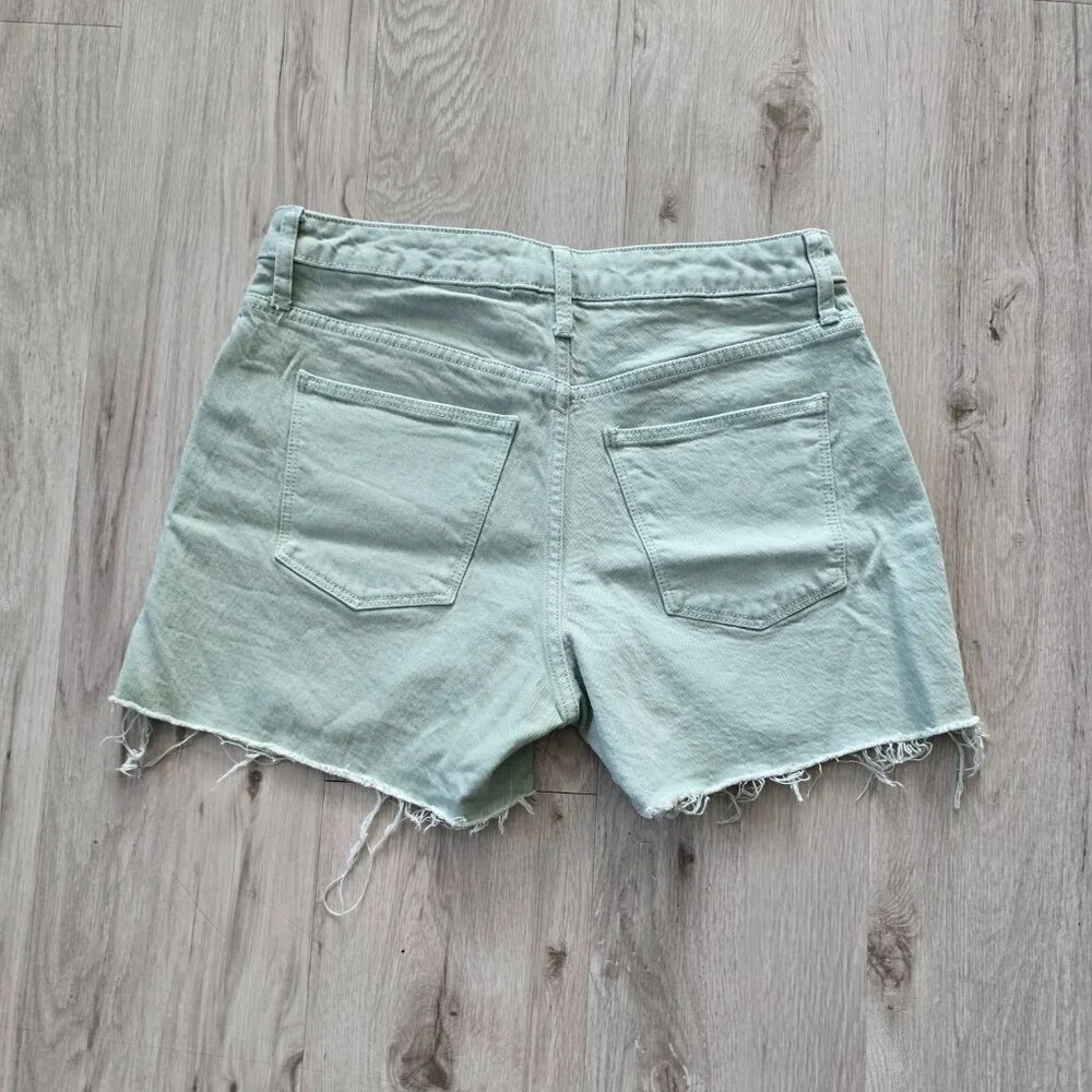 universal thread | pastel mint green monochrome cut-off denim shorts | WMS 6